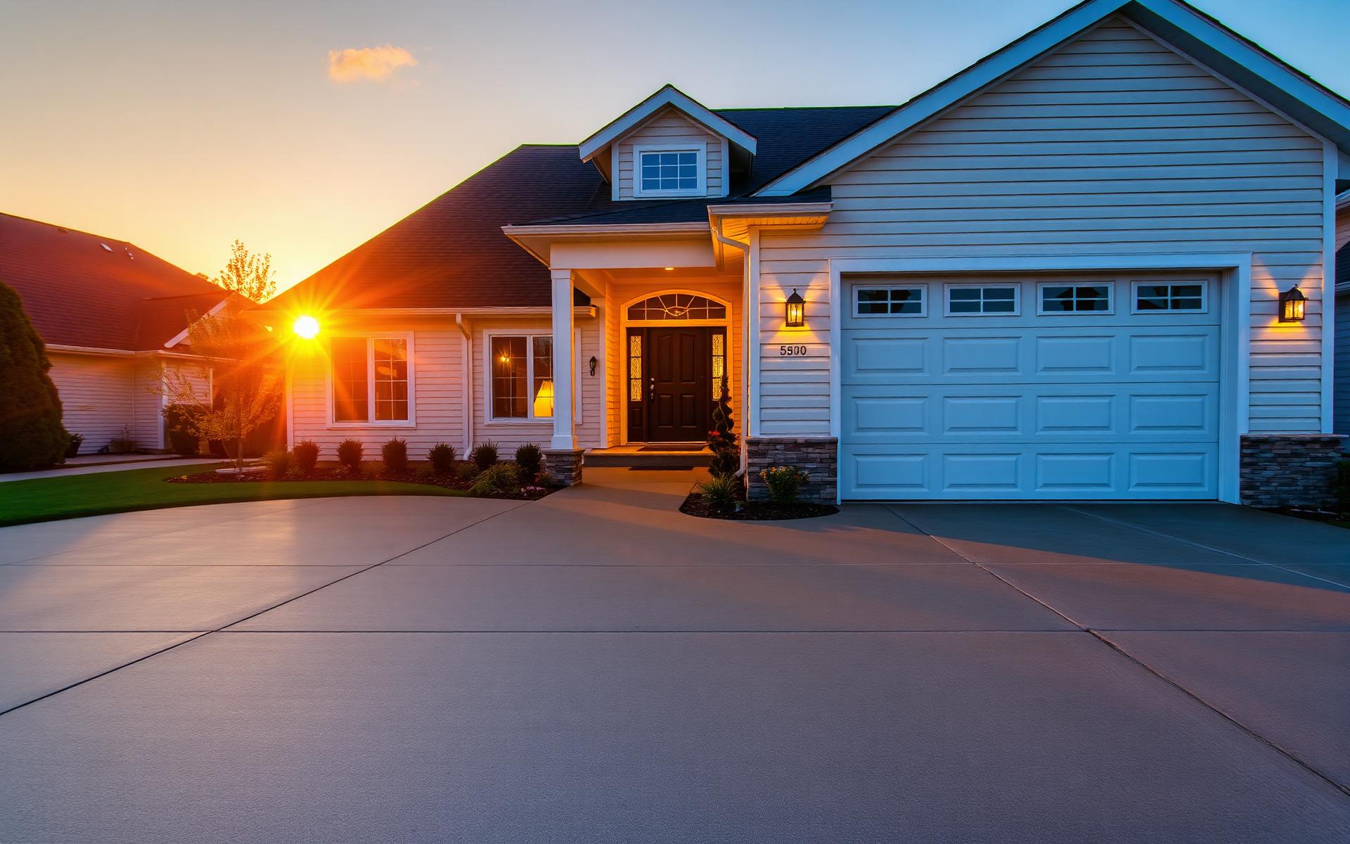 Freshly cleaned home exterior at golden hour